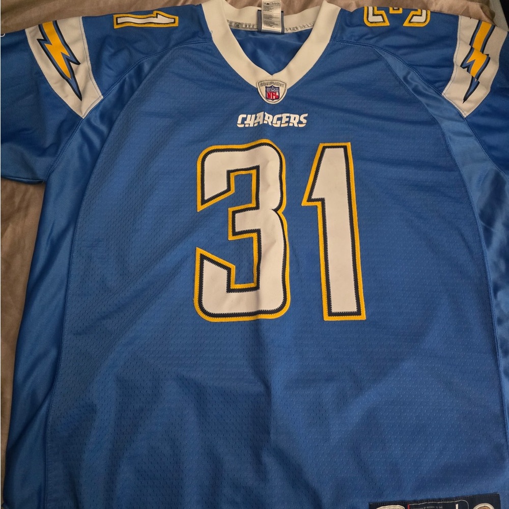 Reebok Blue and White Chargers Jersey